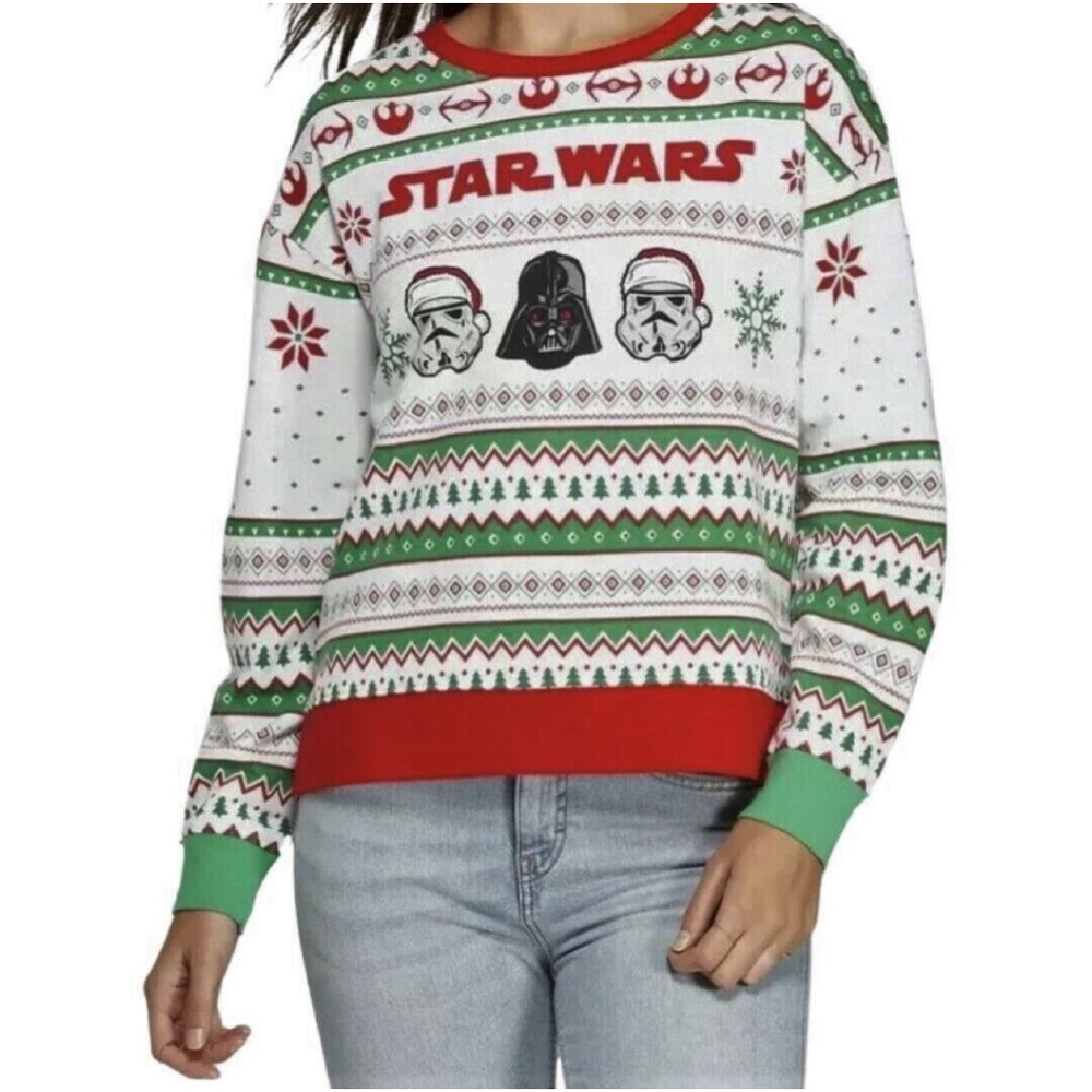 Star Wars Christmas Sweater Festive Darth Vader Stormtroopers Sweater Size M